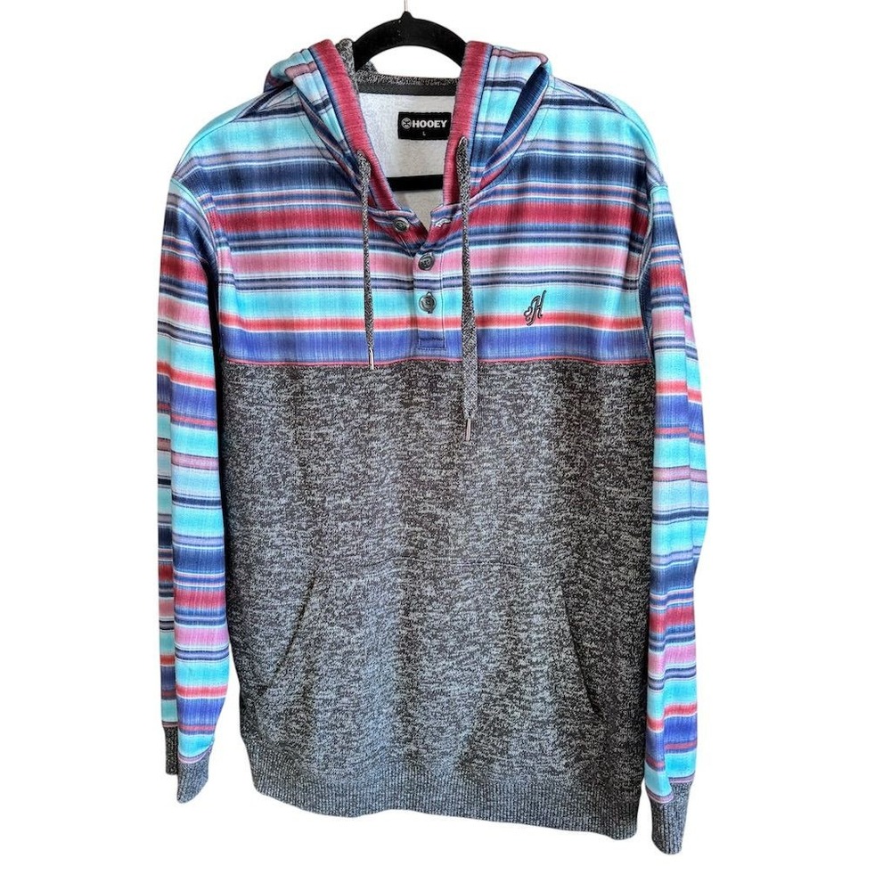 Hooey Men's "Jimmy" Serape Henley Hoodie‎ Multicolor Size L Windbreaker
